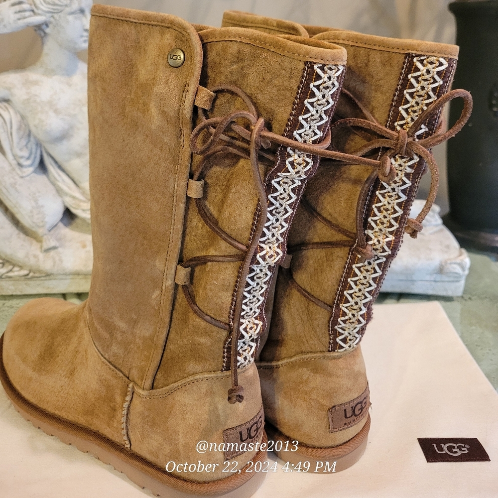 Ugg Tasman Boots Braided Lace-Up Suede Designer Celebrity Luxury Shearling #132